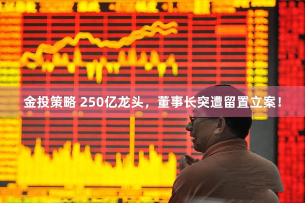 金投策略 250亿龙头，董事长突遭留置立案！